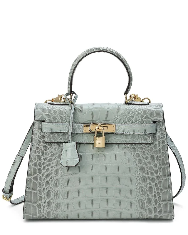 Tiffany & Fred Paris Alligator-Embossed Leather Shoulder Bag