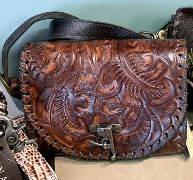 Juan Antonio Floral Tooled Crossbody Bag