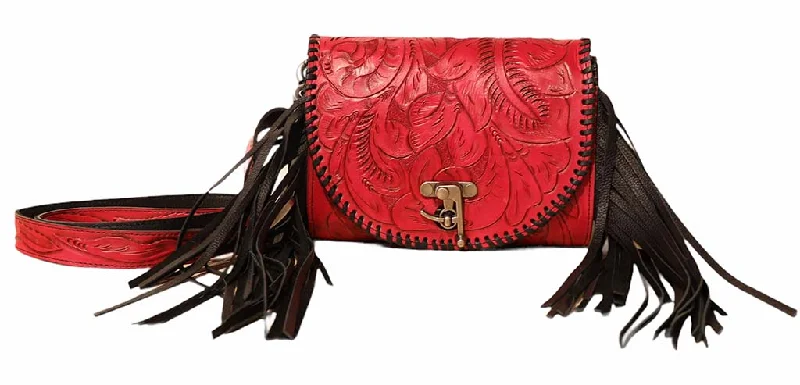 Juan Antonio Tooled Red Crossbody Bag