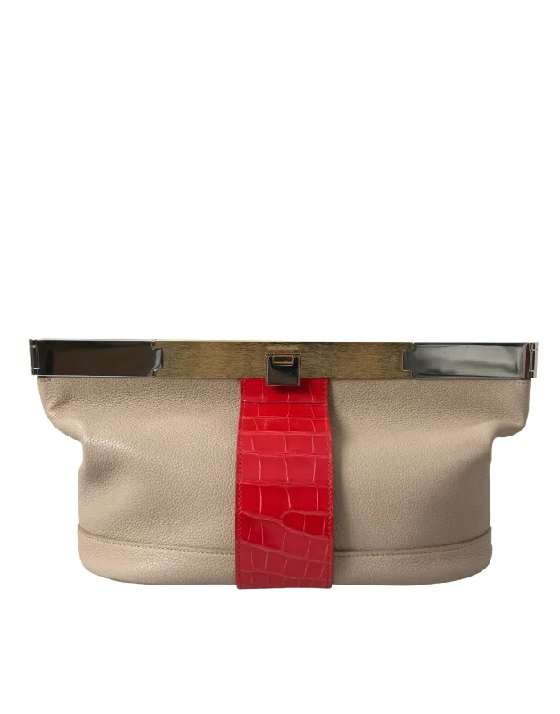 Balenciaga Two Tone Exotic Leather Women's Clutch