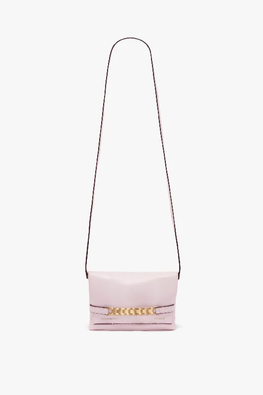 Mini Chain Pouch Bag With Long Strap In Orchid Leather