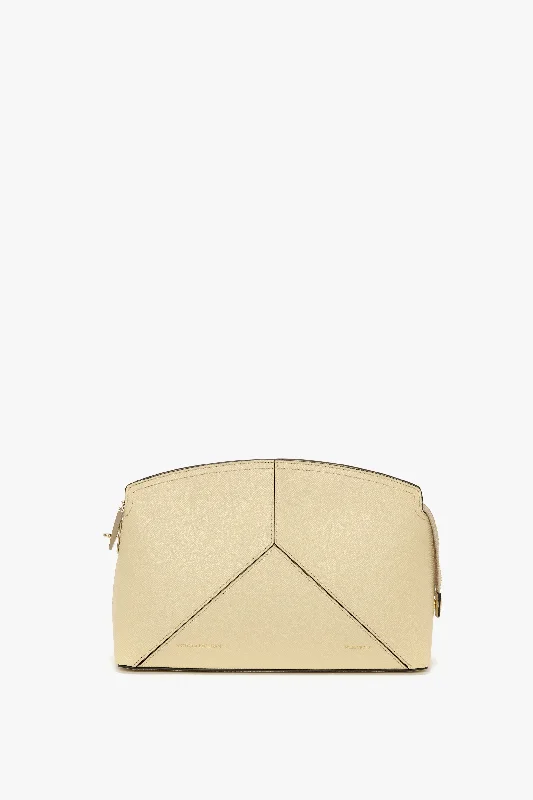 Victoria Clutch Bag In Ivory Grained Leather