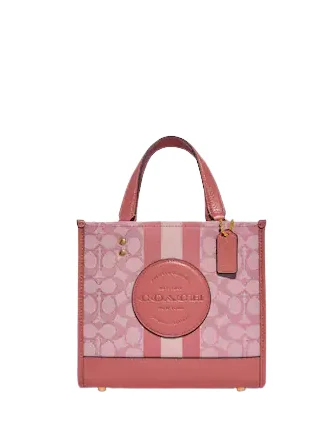 Coach Dempsey Tote 22 In Signature Jacquard With Stripe And Coach Patch