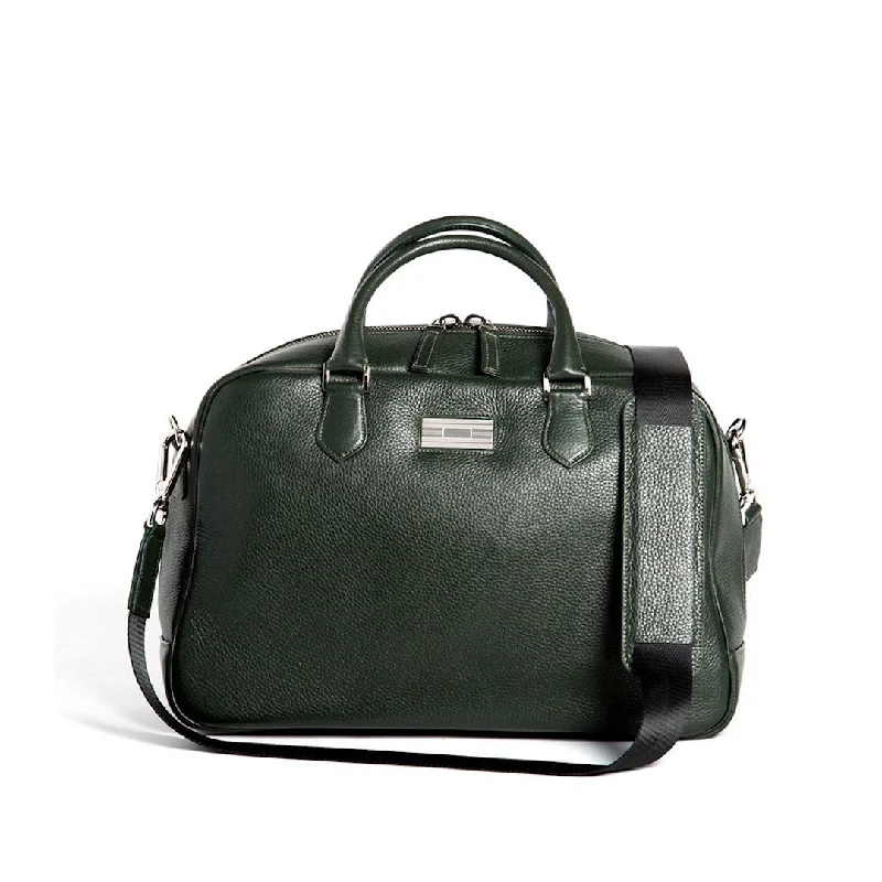 Newport Travel Satchel Bag - Dark Green Leather Weekender