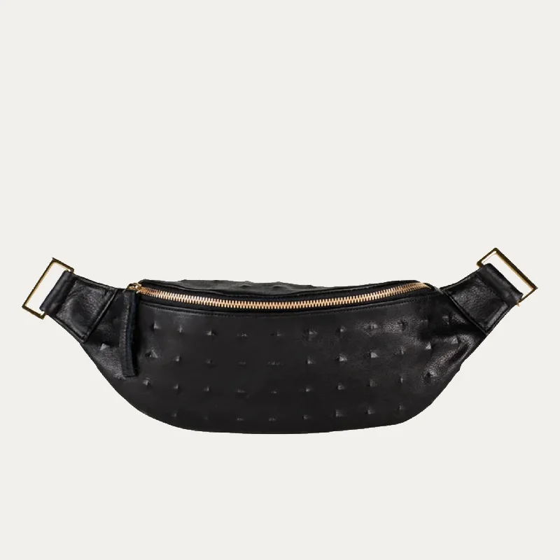 Cher Fanny Pack + Crossbody Bag | Black Lamb Skin+ Gold Hardware