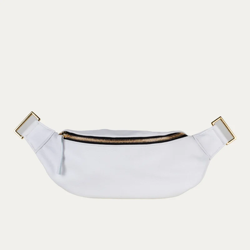 Fanny Pack + Crossbody Bag | White + Gold Hardware