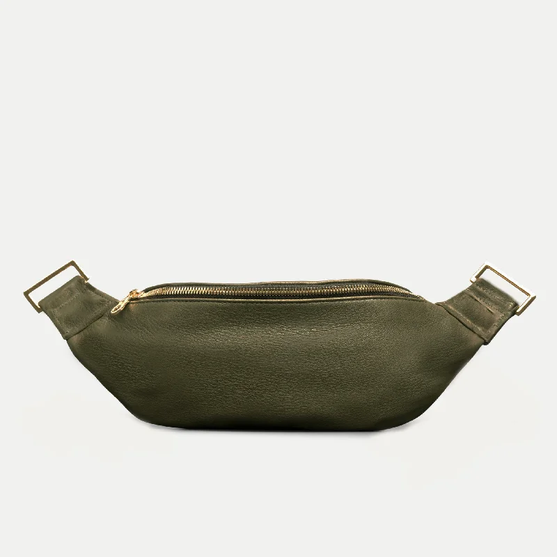 Fanny Pack + Crossbody Bag |  Olive Green + Gold Hardware