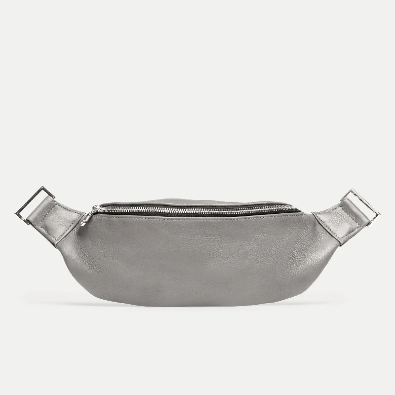 Fanny Pack + Crossbody Bag | Grey + Silver Hardware