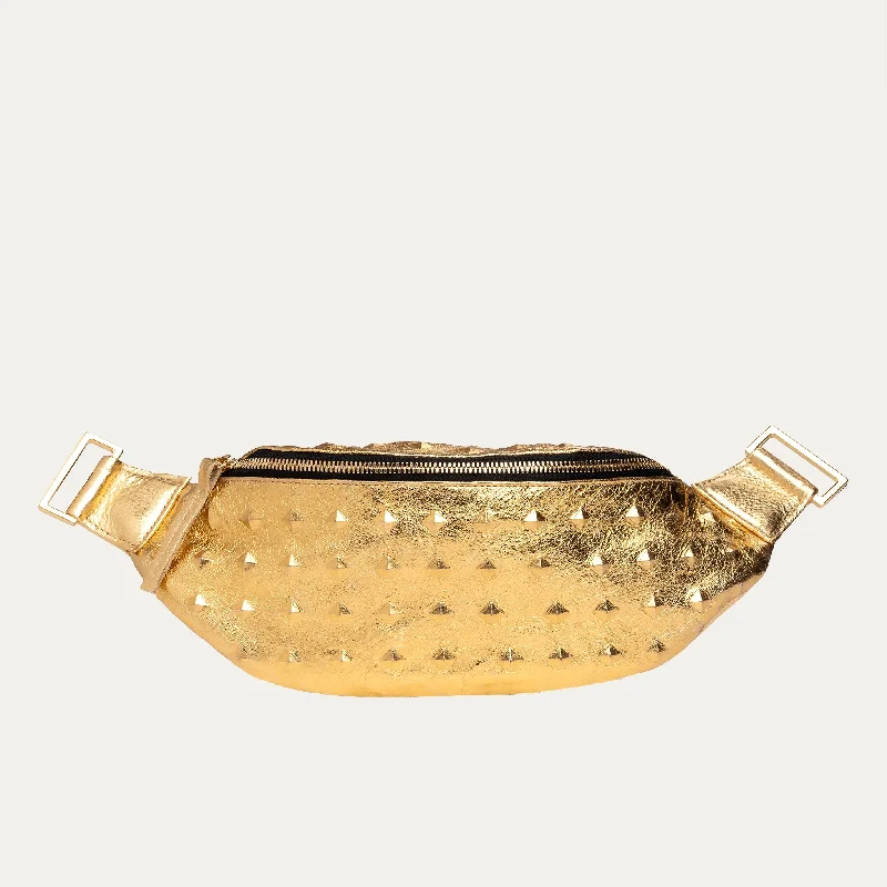 Cher Fanny Pack + Crossbody Bag | Gold Metallic Lamb Skin+ Gold Hardware