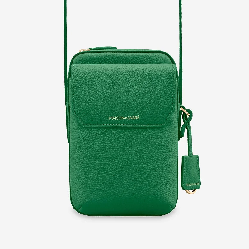 The Zipped Phone Pouch - Emerald Green