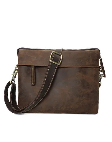 Leather Mens Brown Cool Small Messenger Bag Vintage Shoulder Bags For Men