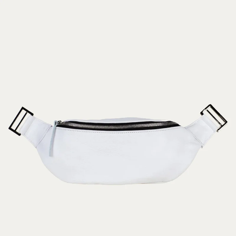 Fanny Pack + Crossbody Bag | White Leather + Silver Hardware