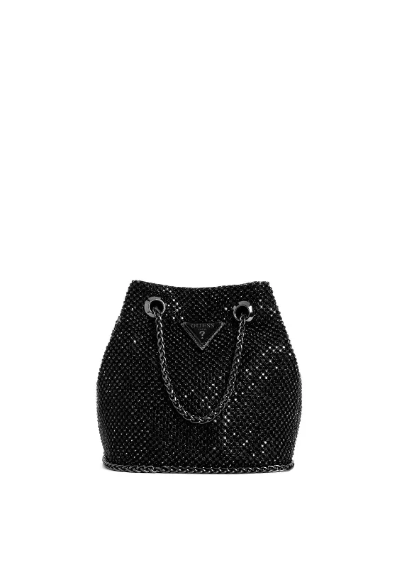 Guess Zalina Rhinestone Encrusted Pouch Bag, Black